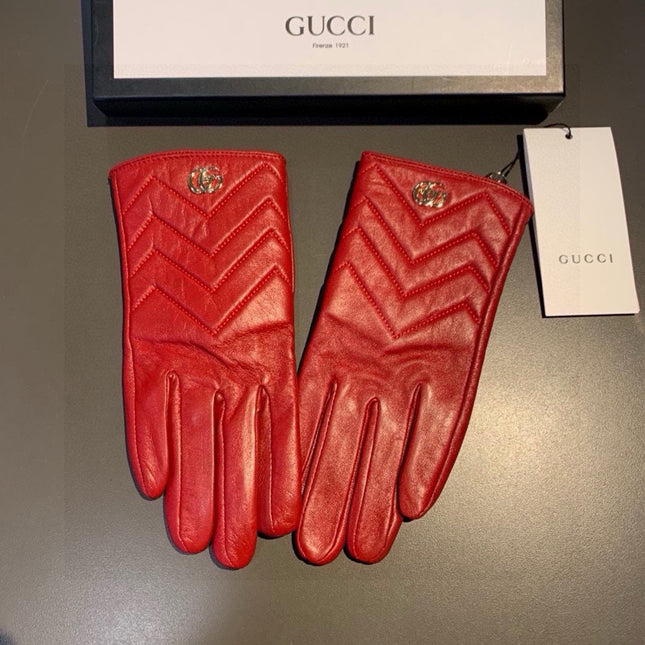 TOUCHSCREEN GLOVES IN RED LAMBSKIN AND FABRIC LINING 463860