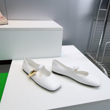 BOTTEGA VENETA 26S SQUARE-TOE MARY JANES IN WHITE LAMBSKIN