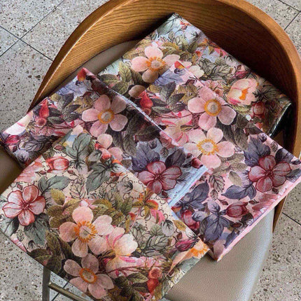 SCARF 200 CM IN BLUSH PINK CASHMERE WITH COLORFUL FLOWER 405253