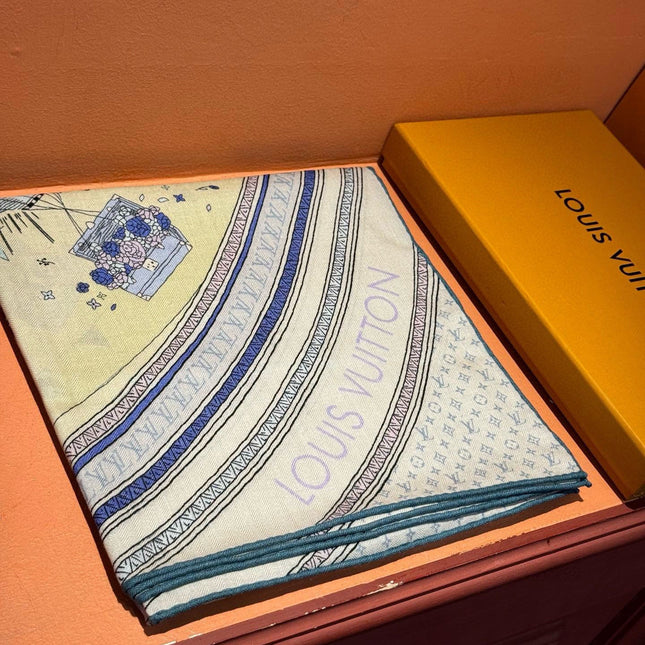 LV SCARF 140 CM IN SILK-CASHMERE BLEND 737274