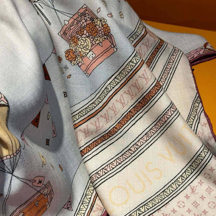LV SCARF 140 CM IN SILK-CASHMERE BLEND 737276