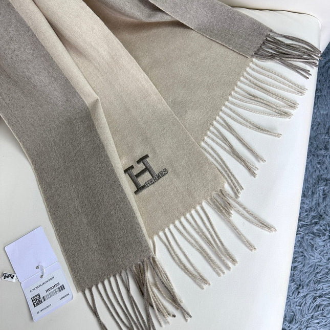 SCARF 190 CM IN WHITE MIX GRAY CASHMERE