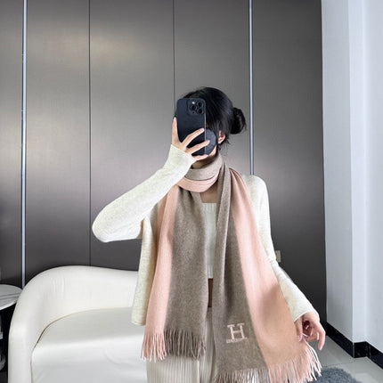 KNIT SCARF 180 IN LIGHT PINK MIX GREY CASHMERE