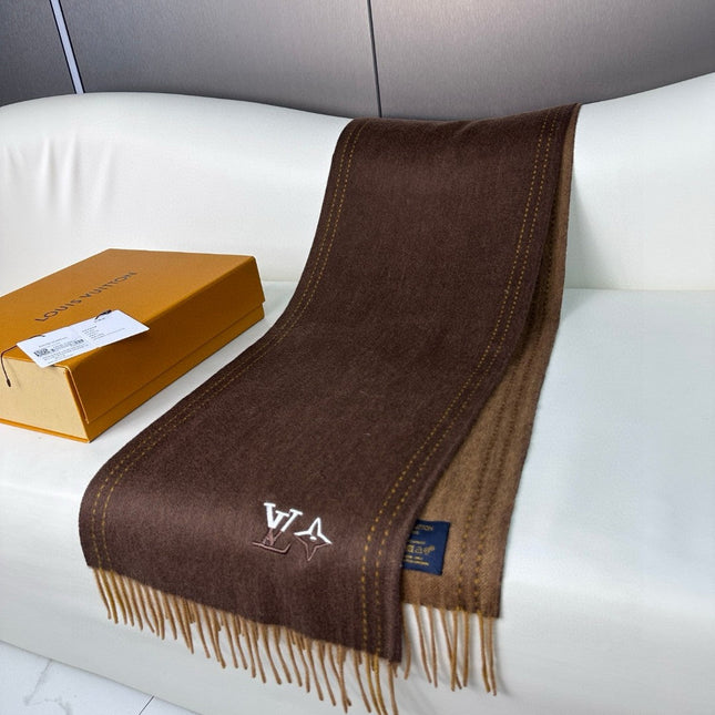 DUAL SCARF 180 CM IN CHOCOLATE BROWN CASHMERE 398376