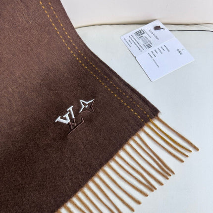 DUAL SCARF 180 CM IN CHOCOLATE BROWN CASHMERE 398376