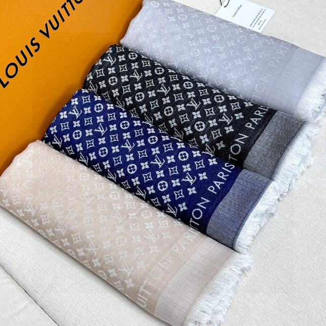 LV SCARF 120 CM IN WOOL MIX SILK 737299