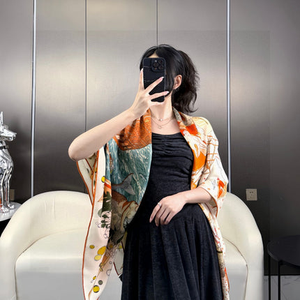 HERMES 25S SCARF 135 IN SILK AND CASHMERE 735831