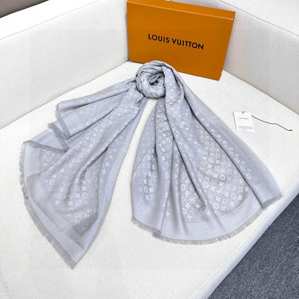 LV SCARF 120 CM IN WOOL MIX SILK 737300