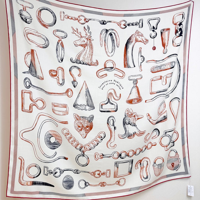 HERMES 25S SCARF 135 IN CASHMERE SILK 854592