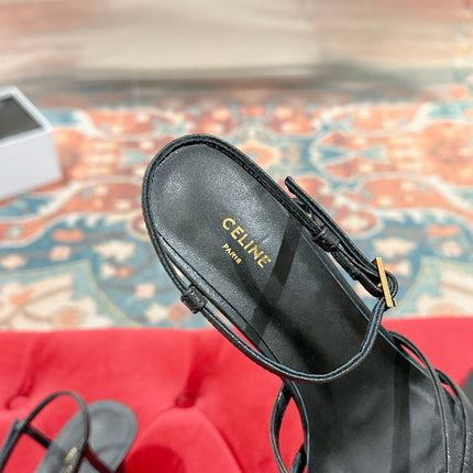 TRIOMPHE SANDAL 85 MM IN BLACK LAMBSKIN