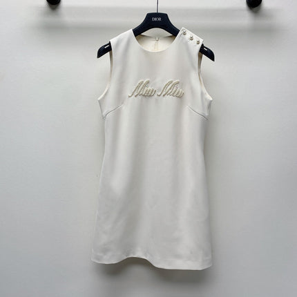 MIUMIU BEADED CREW NECK SHIFT DRESS 268123