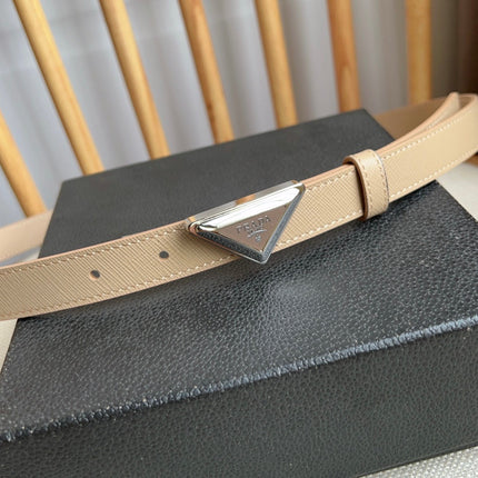 PRADA 25S BELT 20 MM IN BEIGE BROWN CALFSKIN 571383