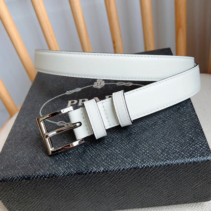PRADA 25S BELT 25 MM IN WHITE CALFSKIN 585796