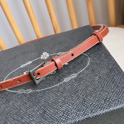 PRADA 25S BELT 10 MM IN REDDISH BROWN CALFSKIN 598368