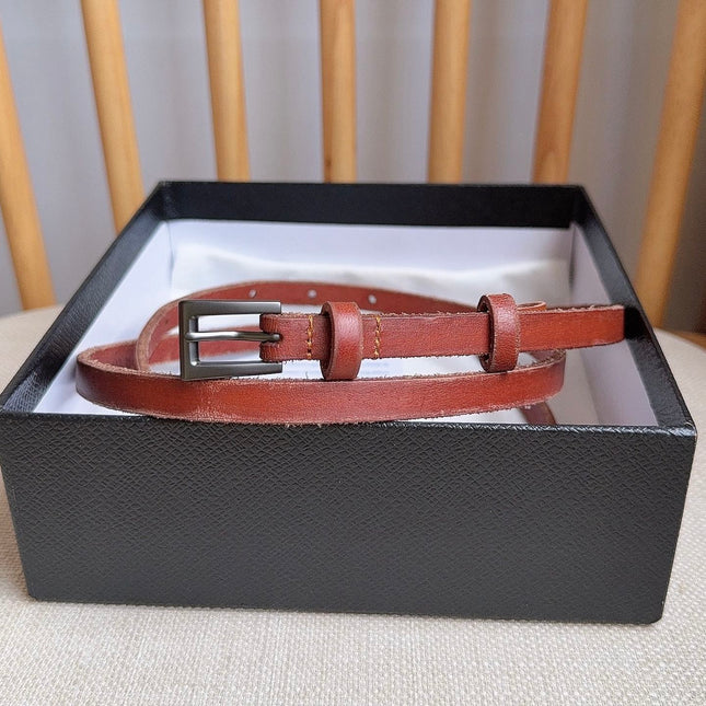 PRADA 25S BELT 10 MM IN REDDISH BROWN CALFSKIN 598368