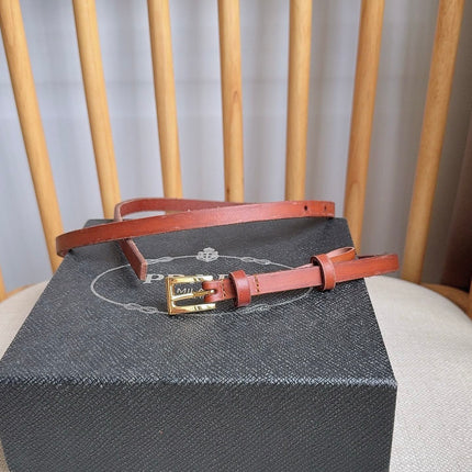 PRADA 25S BELT 10 MM IN REDDISH BROWN CALFSKIN 598369