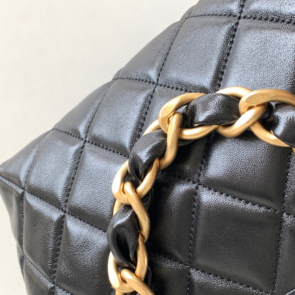 CHANEL 25S HOBO BAG 26 CM IN BLACK LAMBSKIN WITH GOLD HARDWARE