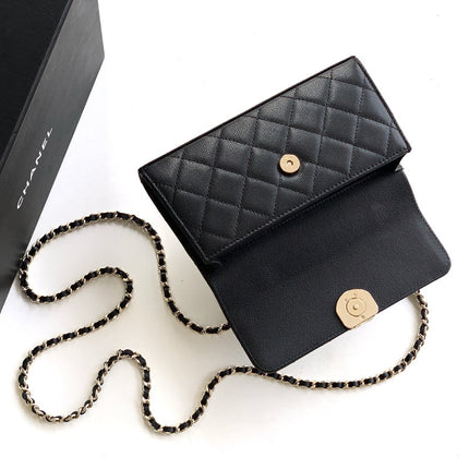 CHANEL 25S KELLY BAG 18 IN BLACK CAVIAR LEATHER WITH GOLD HARDWARE