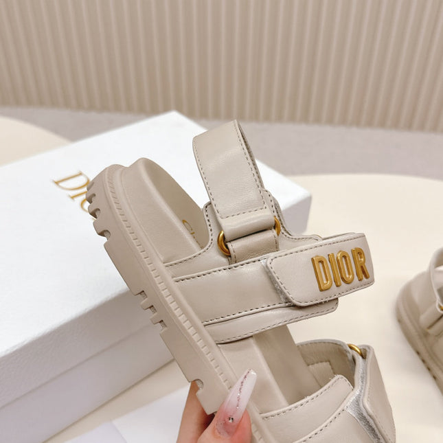 DIOR BACK-STRAP SANDALS 25S IN LIGHT BEIGE CALFSKIN WITH GOLD HARDWARE