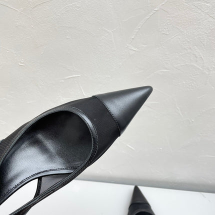 OXALIS SLINGBACK PUMPS 30 IN MESH BLACK LEATHER