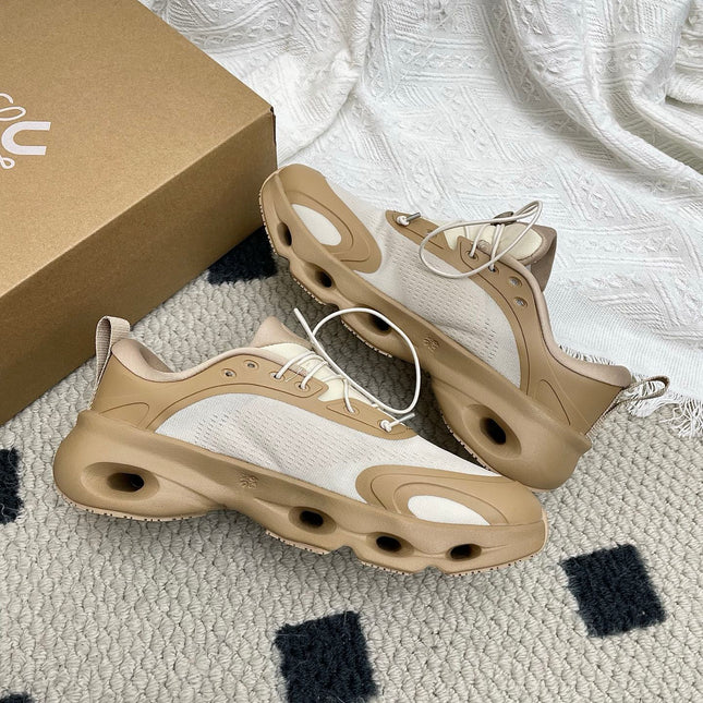 LOEWE 26S CLOUDSOLO SNEAKERS IN BROWN AND BEIGE RECYCLED POLYESTER