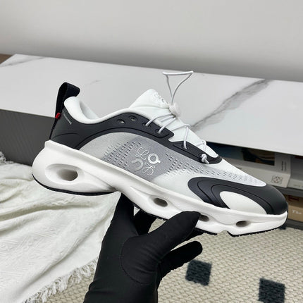 LOEWE 26S CLOUDSOLO SNEAKERS IN WHITE AND BLACK AND GRAY RECYCLED POLYESTER