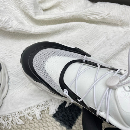 LOEWE 26S CLOUDSOLO SNEAKERS IN WHITE AND BLACK AND GRAY RECYCLED POLYESTER