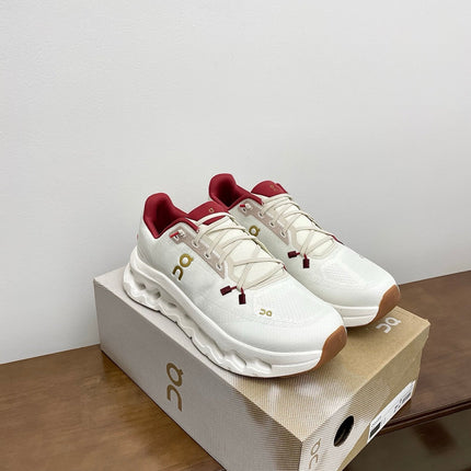LOEWE 26S CLOUDTILT SNEAKER IN WHITE AND RED RECYCLED POLYESTER
