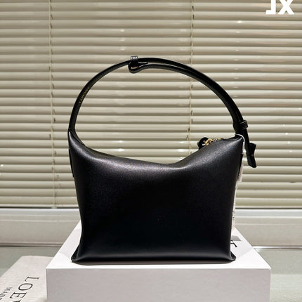 LOE LUNA HOBO 27 BAG IN BLACK CALFSKIN