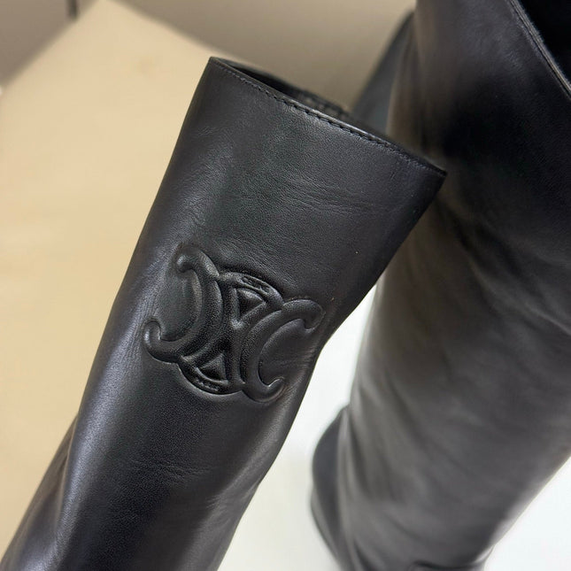 CELINE 26S HIGH-TOP BOOTS IN BLACK CALFSKIN