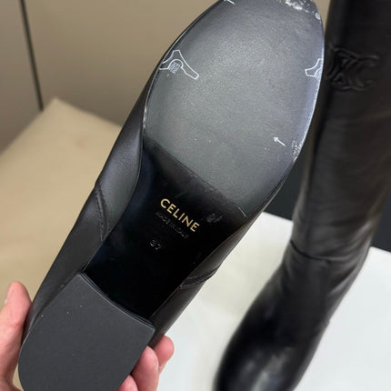 CELINE 26S HIGH-TOP BOOTS IN BLACK CALFSKIN