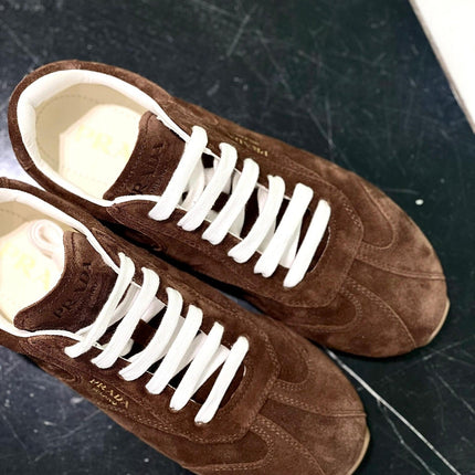 PRADA 25S SNEAKER IN DARK BROWN SUEDE STYLE 6