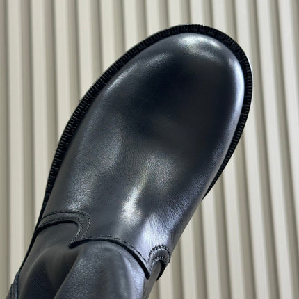 PRADA 25S ANKLE BOOTS IN DARK BLACK BROWN CALFSKIN