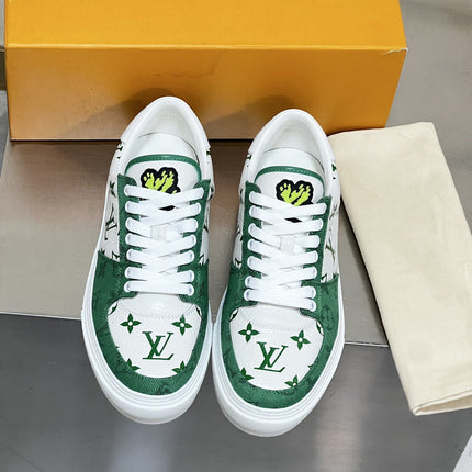 LV MONOGRAM GREEN AND WHITE SNEAKERS