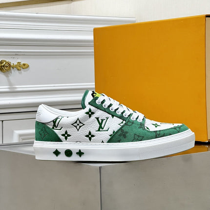 LV MONOGRAM GREEN AND WHITE SNEAKERS