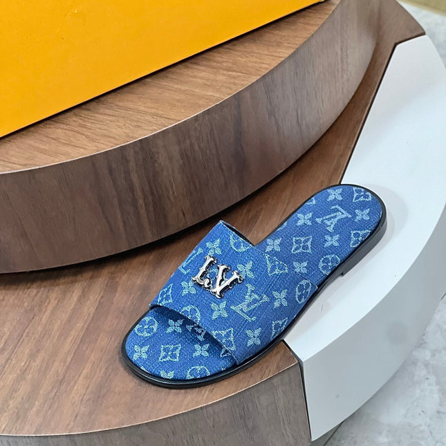 LV OASIS MULE LIGHT BLUE MONOGRAM DENIM