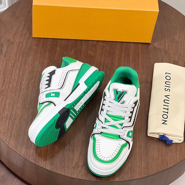 LV TRAINER WHITE MIX GREEN MONOGRAM CALFSKIN