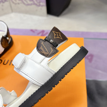 LV 26S SPORT SANDALS IN WHITE AND DARK BROWN CALFSKIN