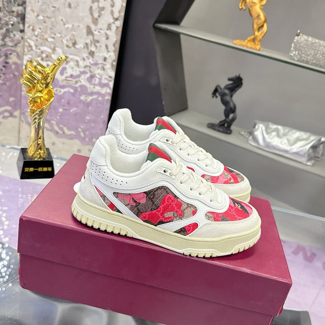 GUCCI 26S SNEAKER IN WHITE AND RED CALFSKIN