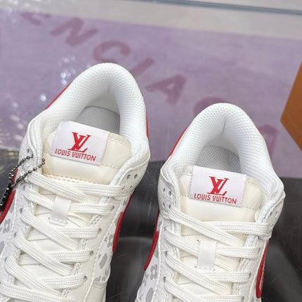 LV 26S DUNK LOW SNEAKERS IN WHITE RED HELLO KITTY MONOGRAM CALFSKIN
