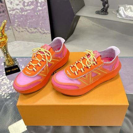 LV 26S SKATE SNEAKERS IN PINK ORANGE MESH TRANSLUCENT SOLE