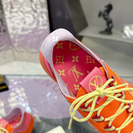 LV 26S SKATE SNEAKERS IN PINK ORANGE MESH TRANSLUCENT SOLE