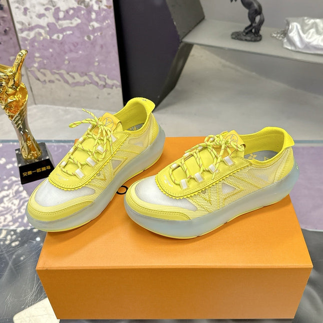 LV 26S SKATE SNEAKERS IN YELLOW MESH TRANSLUCENT SOLE