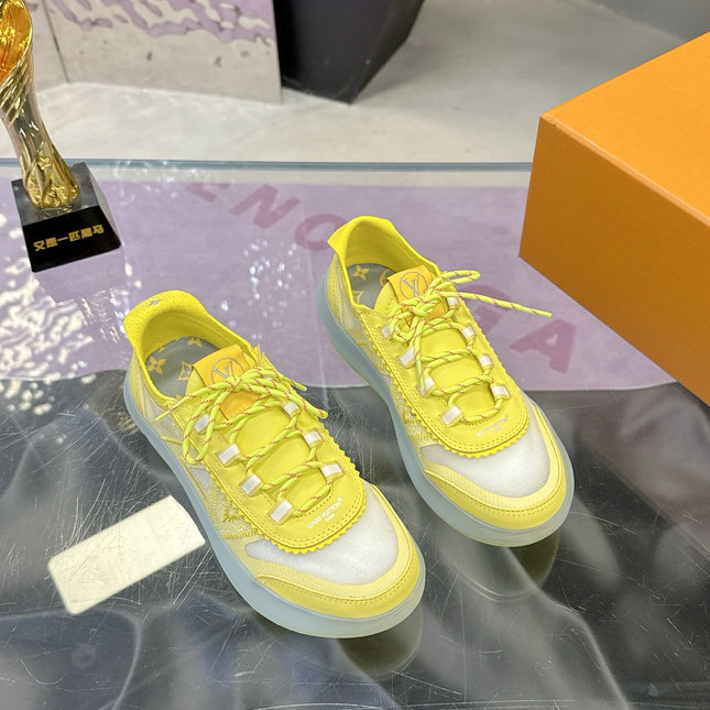 LV 26S SKATE SNEAKERS IN YELLOW MESH TRANSLUCENT SOLE