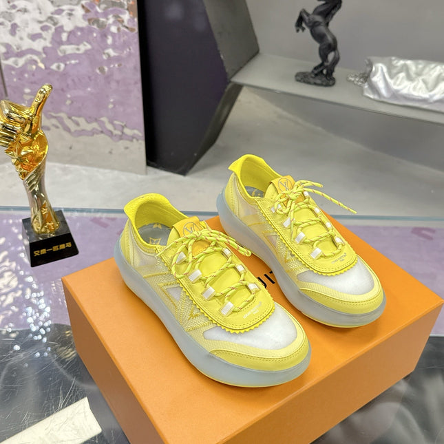 LV 26S SKATE SNEAKERS IN YELLOW MESH TRANSLUCENT SOLE