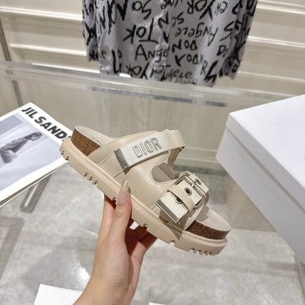 DIOR 26S SLIDES IN BEIGE CANVAS