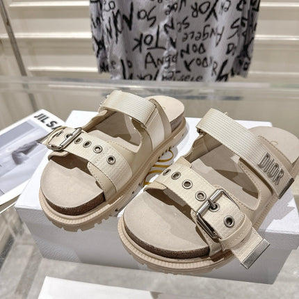 DIOR 26S SLIDES IN BEIGE CANVAS