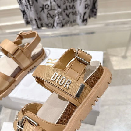 DIOR 26S BUCKLE SANDALS IN CAMEL BEIGE CANVAS