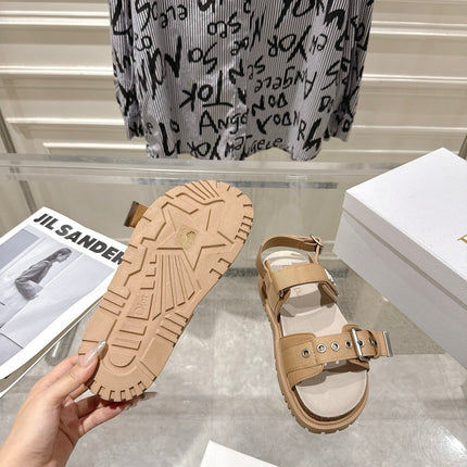 DIOR 26S BUCKLE SANDALS IN CAMEL BEIGE CANVAS