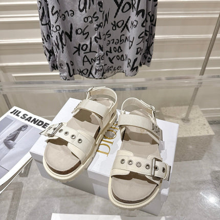 DIOR 26S BUCKLE SANDALS IN OFF WHITE CANVAS